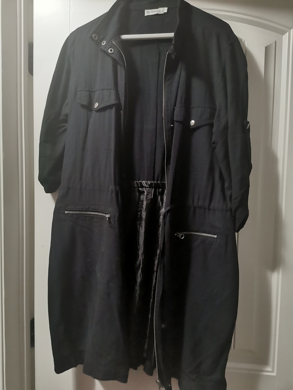 Ricki's Black Long Trench Coat with Zip & Flap Pockets